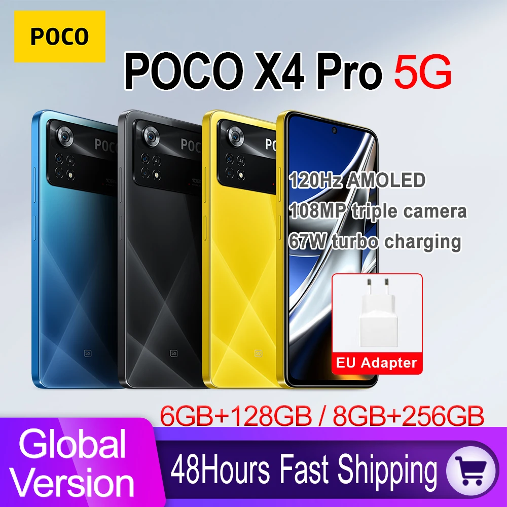 global version poco x4 pro 5g smartphone snapdragon 695 128gb256gb 108mp camera 120hz amoled display 67w turbo charging nfc free global shipping