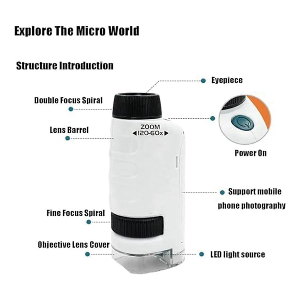 Мини-минископ Minilabsters для детей портативный микроскоп Mini Labsters (синий)