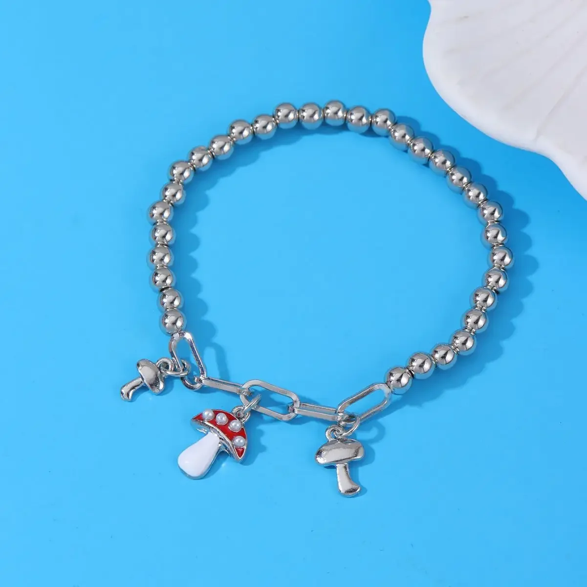 CuteSimple Mushroom Alloy Drip Oil Beads CCB + эластичный браслет с металлической цепочкой прямая