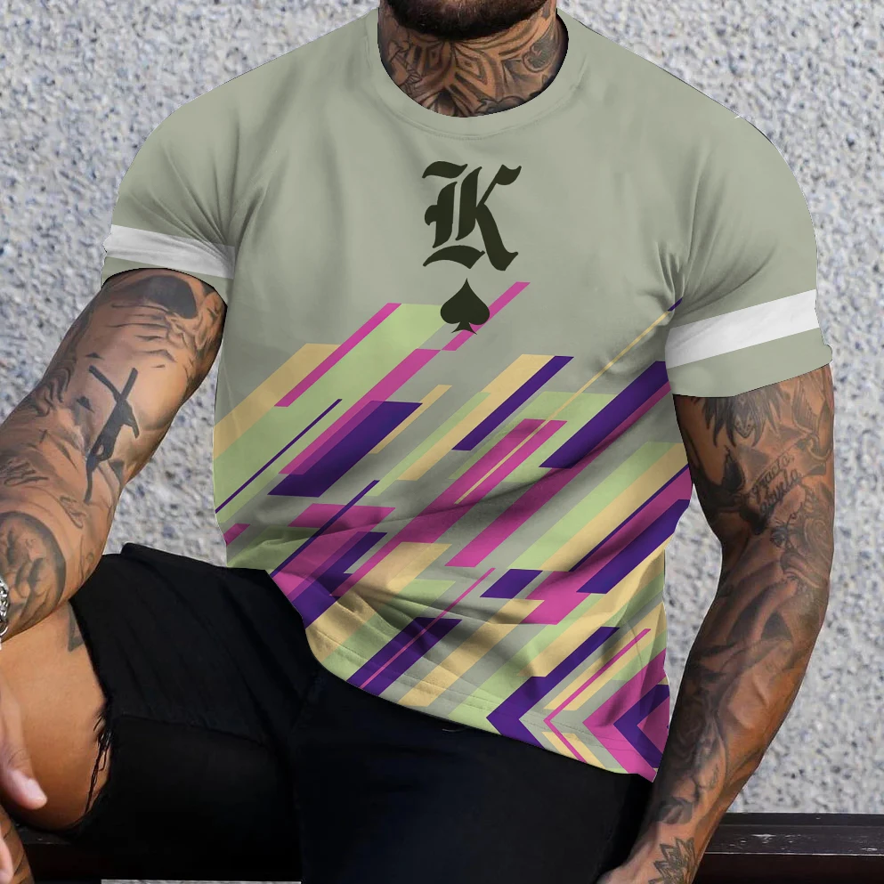 

Poker Shirt Men's T-shirt Graffiti Tops 3D Print Sweatshirt Summer Slim Short Sleeve Tees Oversized Mens Clothes Male Streetwear