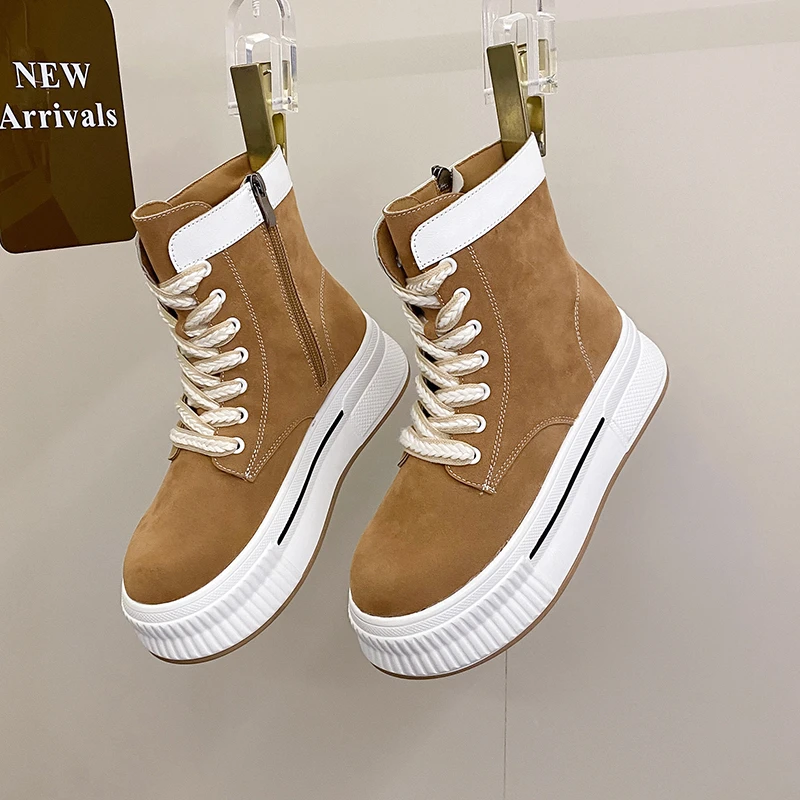 

BKQU 2022 женские осенне-зимние матовые боковые удлиненные модные Универсальные Удобные укороченные ботинки на толстой подошве