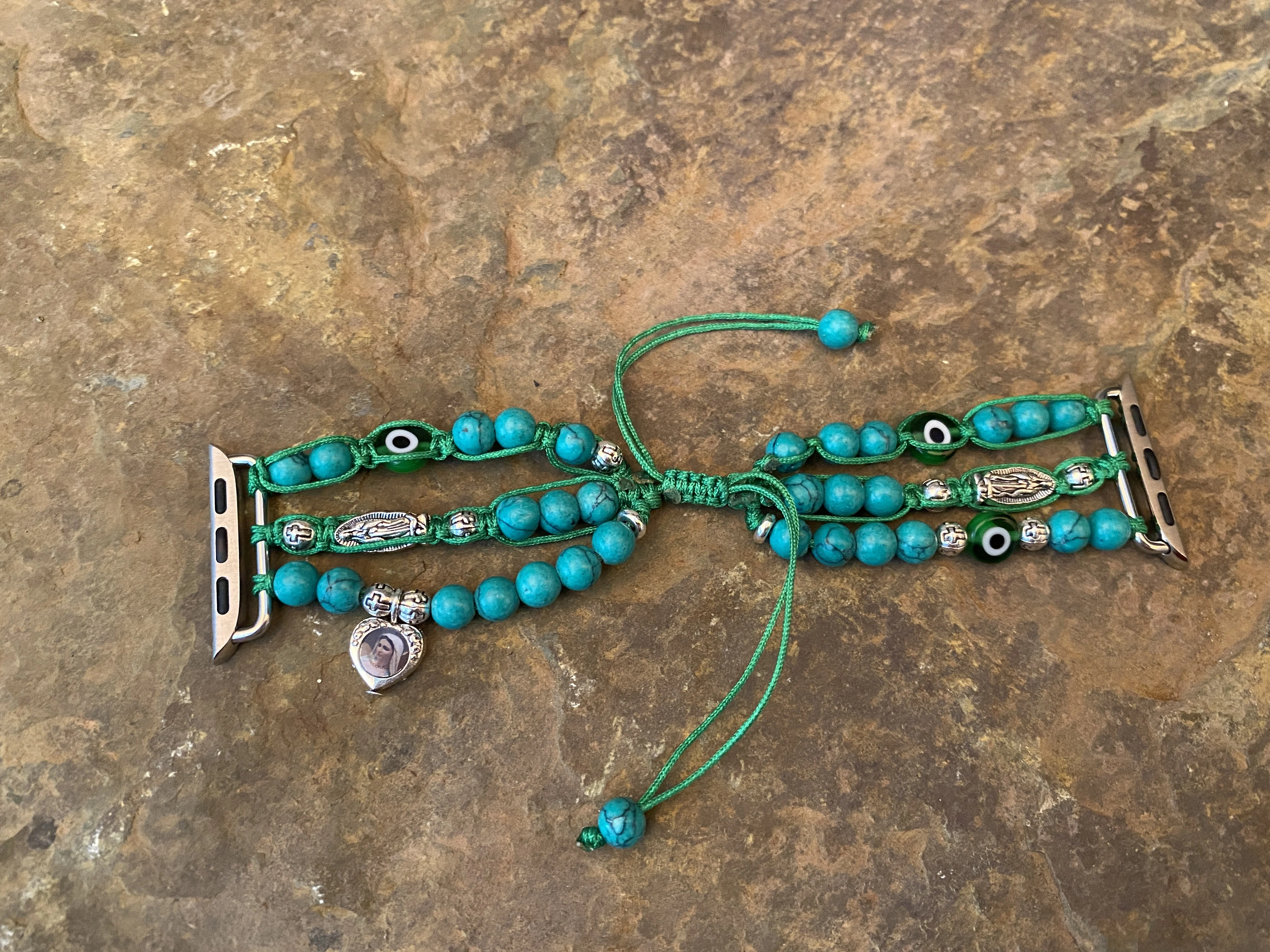 

Ремешок для часов с бусинами, с изображением девы Марии сглаза, 38 мм, 40 мм, 41 мм, 42 мм, 44 мм, 45 мм