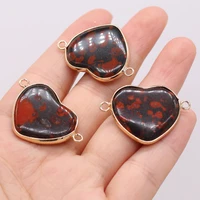 red cherry stone natural gems love heart connector crafts jewelry making diy necklace hanging accessories gift party