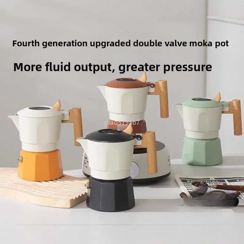 Фото Кофеварка-перколятор Moka Pot с клапаном, 3 бар, для эспрессо на плите, алюминиевая, для кемпинга и дома №1