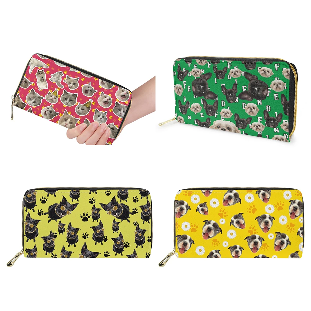 

FORUDESIGNS Vibrant Green Surround Zipper Coin Purse Cute French Bulldog and Pekingese Print Passport Cover Cash Money Bag Women