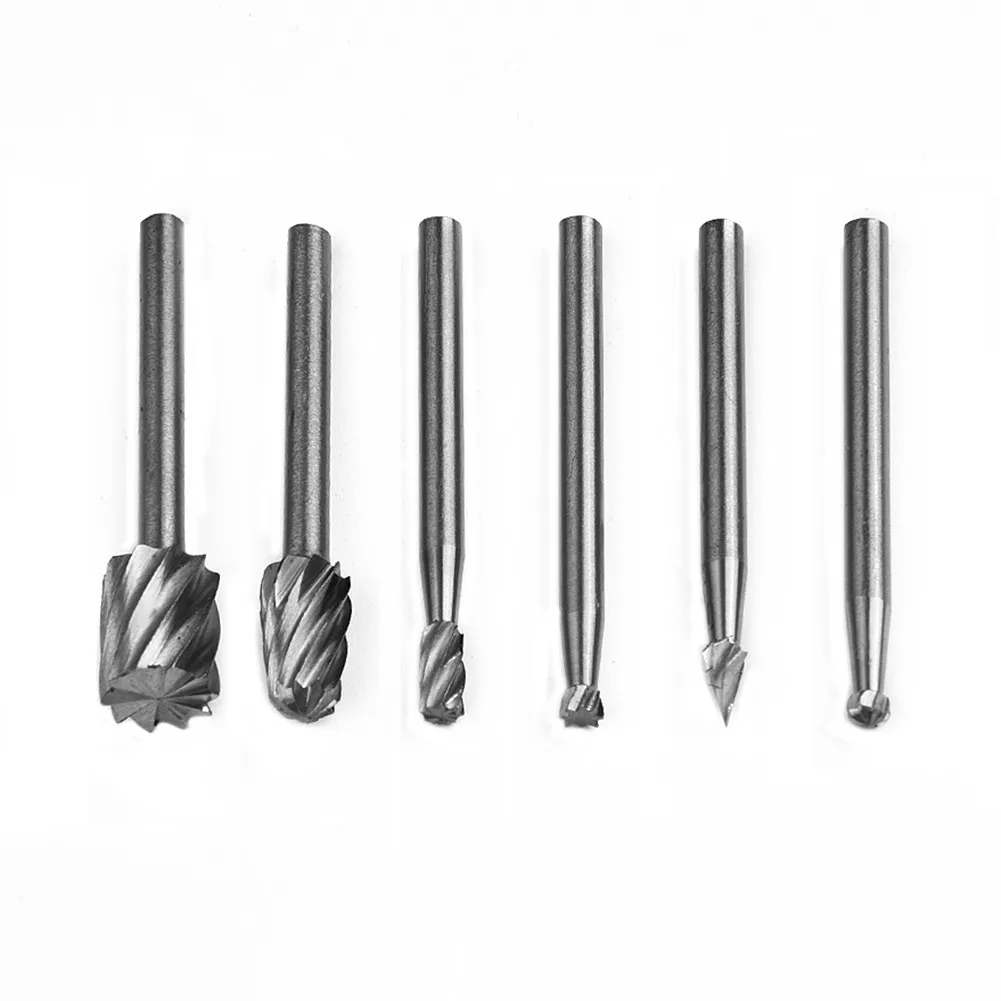 

6pcsHSS Routing Router Drill Bit Set For Dremel Carbide Rotary Burrs Tool Woods Stones Metal Root Carving Milling Cutter