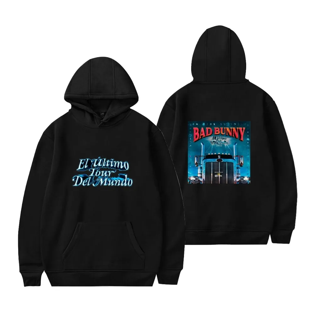 

Bad Bunny Merch The Last World Tour Hoodie Unisex Long Sleeve Women Men's Hoodies Hip Hop Rapper 90s Youthful Clothes