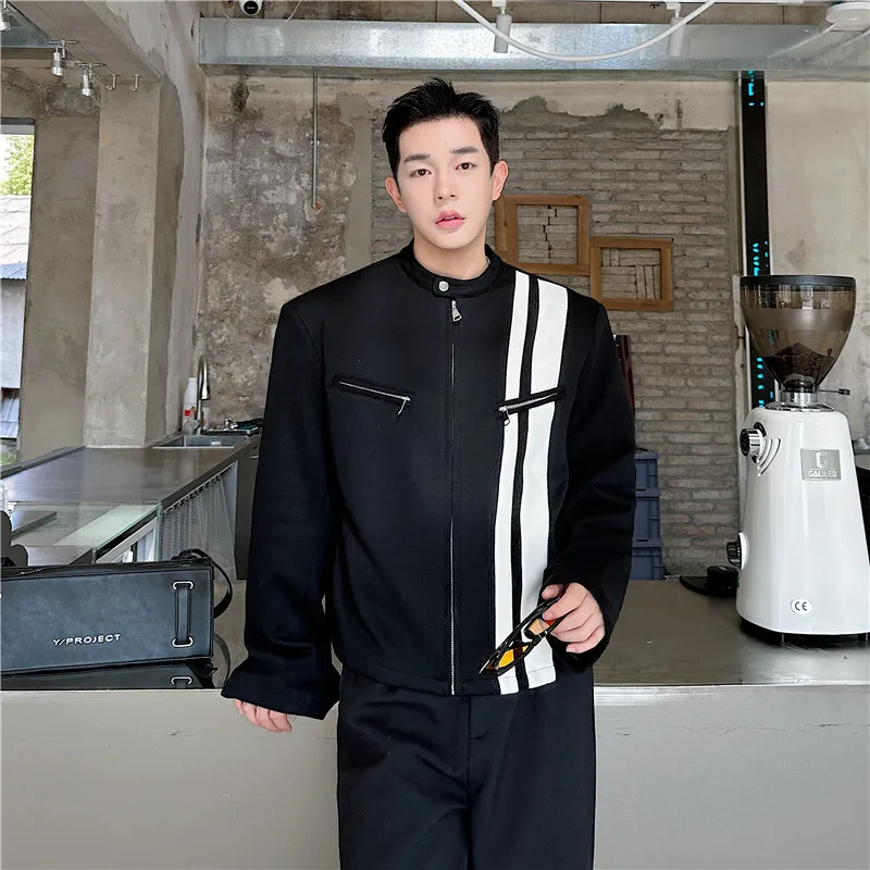 Мужская Асимметричная куртка на молнии с круглым вырезом