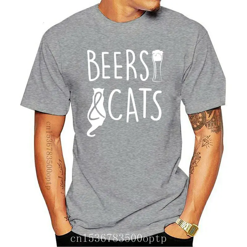 

Camiseta con estampado de cerveza y gato para hombre y mujer, camisa Unisex de manga corta, transpirable, con cuello redondo, pa