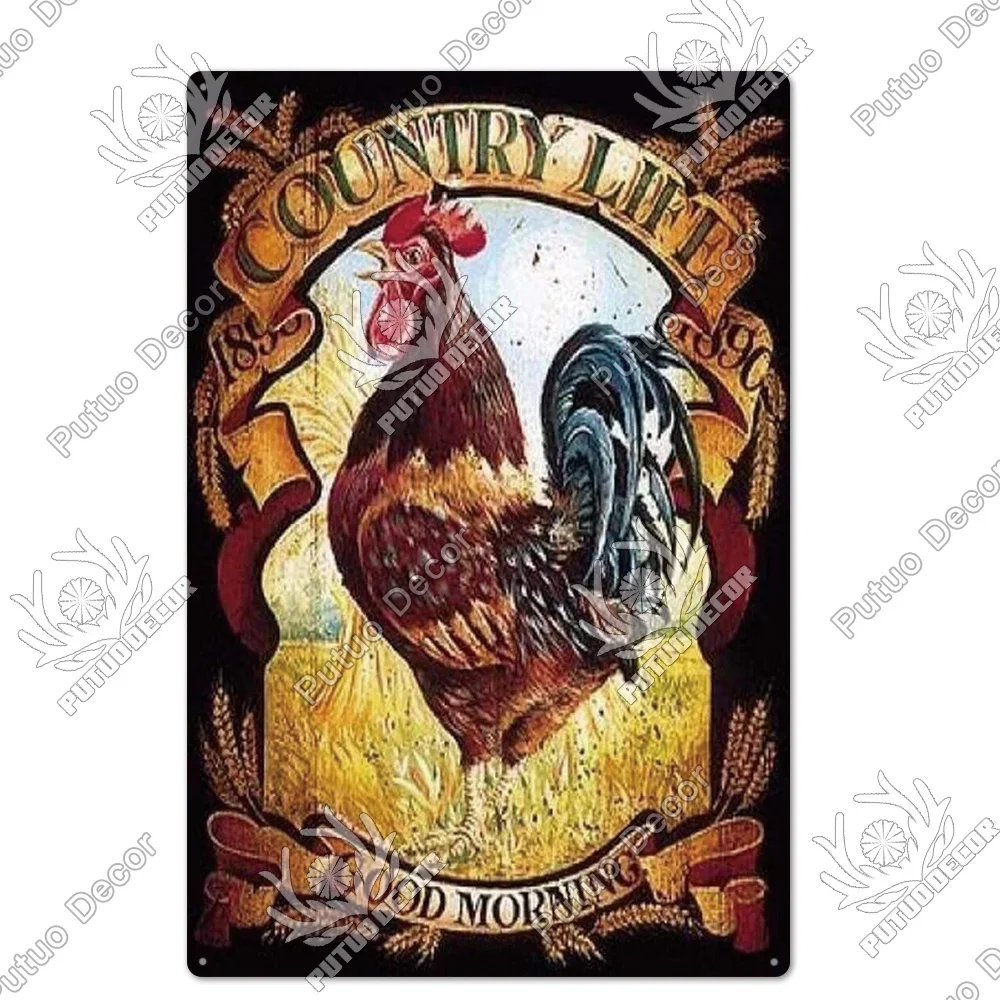 Винтажный металлический знак Putuo Decor Петух