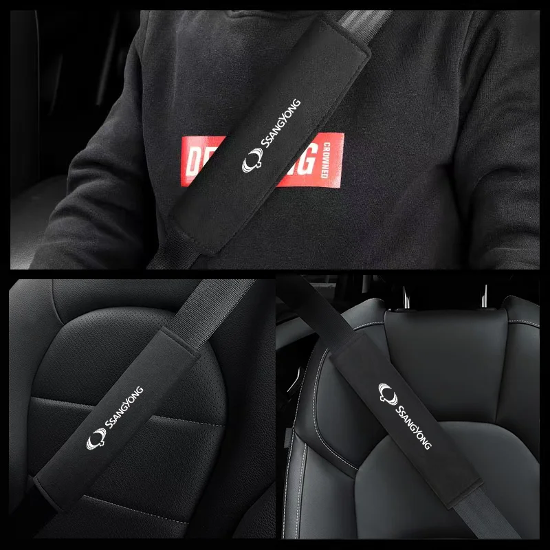 

1pcs Car Safety Belt Ornament Plush Leather Anti-Fur Seatbelt Shoulder Protector For Ssangyong Tuling Tivira Actyonrest Korando