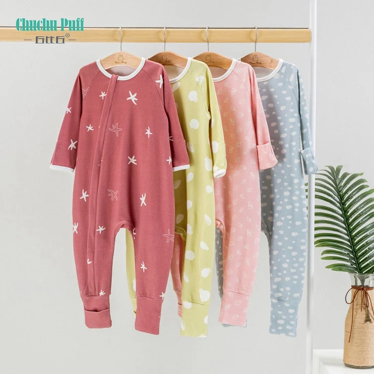 Pajamas Baby Rompers with Invert Zipper Printing Newborn Baby Romper Girls Boys Cute Cartoonstripe Clothes for Kids Long Sleeves