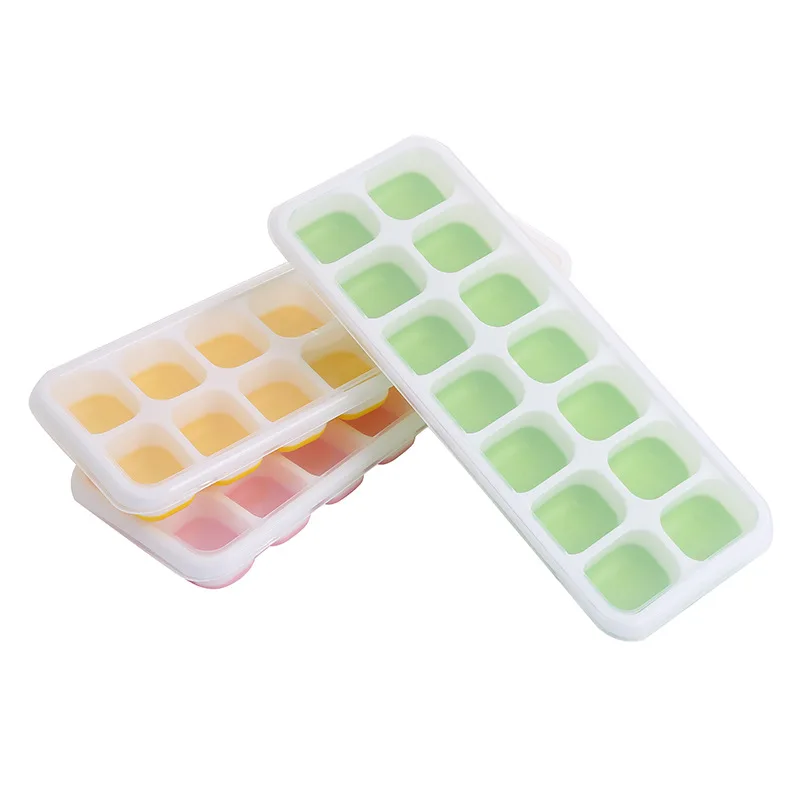 

Силиконовый Лоток с 14 ячейками формой для кубиков льда с прозрачной крышкой, Kichen, летняя форма для фруктов, домашняя искусственная кожа