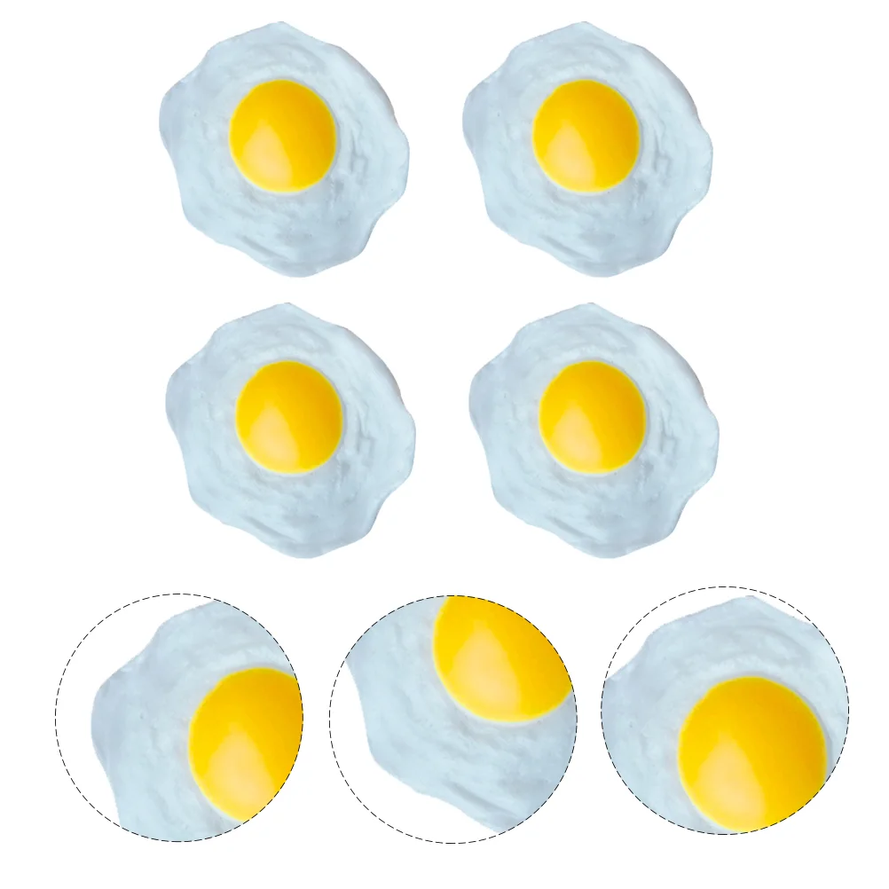 

4 Pcs Poached Omelette Adult Toy Anti-stress Toys Fried Eggs Pranking Playthings Tpr Soft Glue Favors Simulation Child Figete