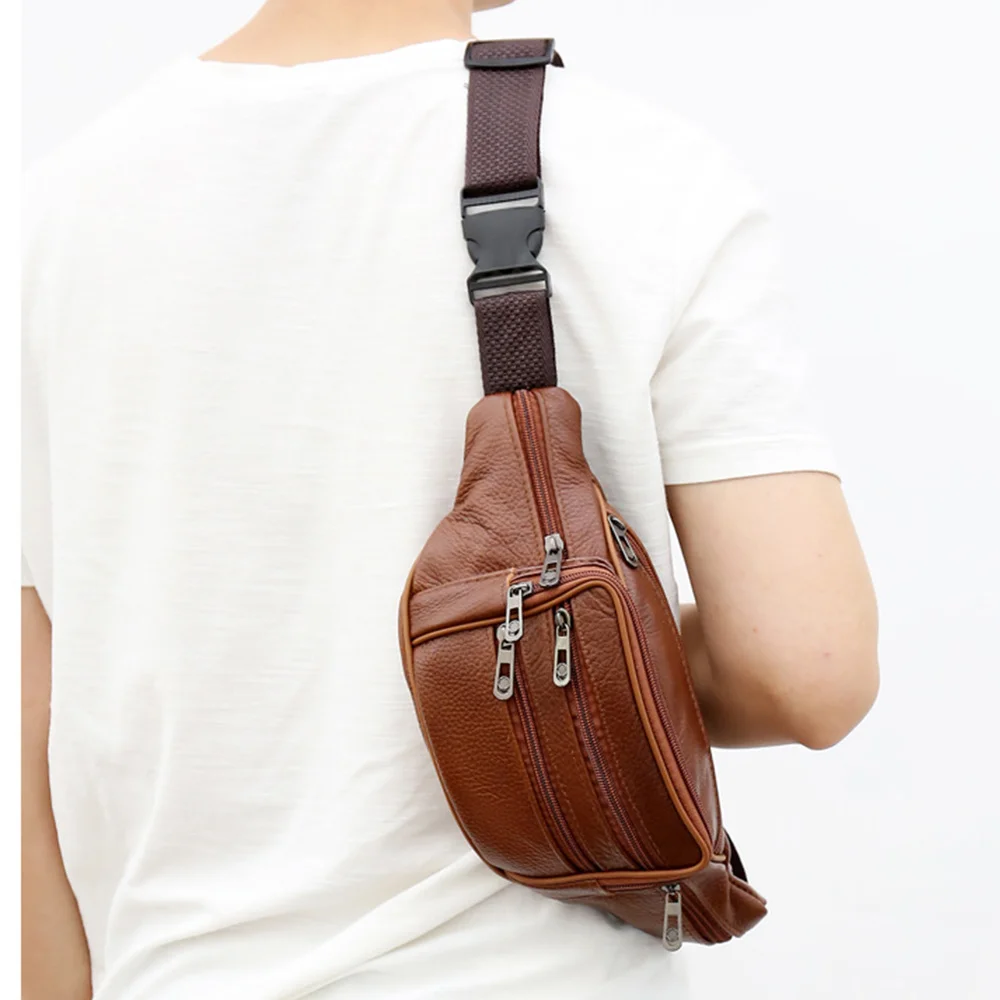 

Men's soft PU belt bag, chest bag, floor rack, crate, mobile phone, outdoor sports