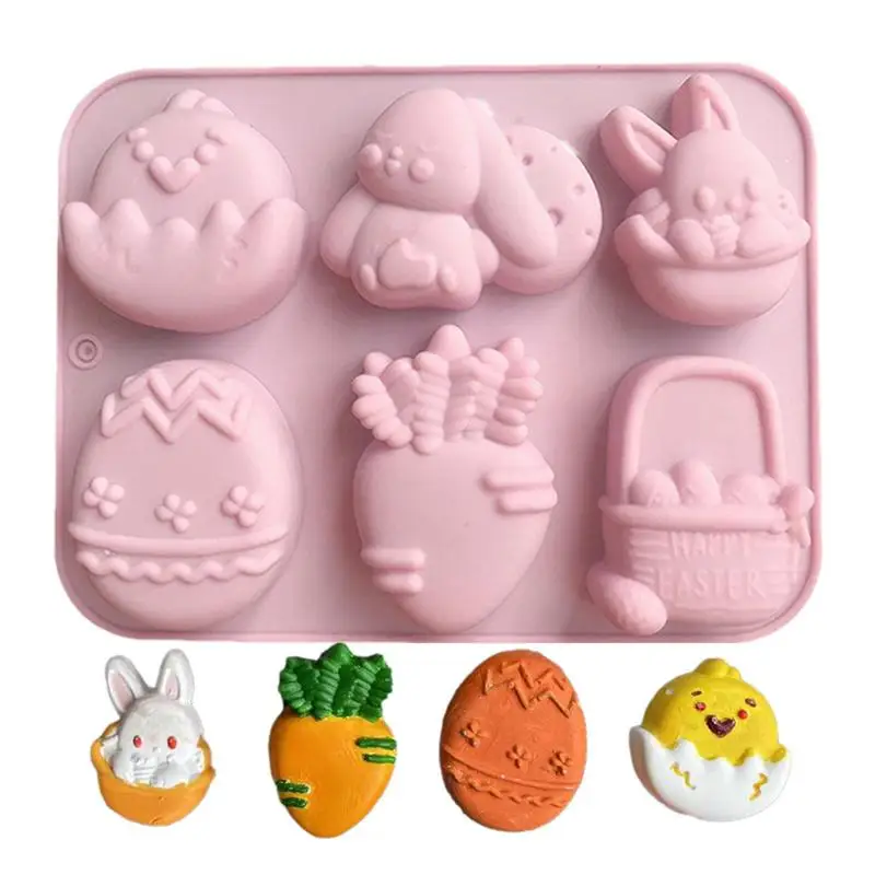 

Happy Easter Mold Bunny Easter Eggs Silicone Mold Chocolate Jelly Pudding Cake Decoration Mold Household Kitchen Party Easter