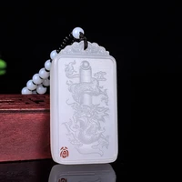 natural chinese white hand carved zodiac dragon pendant fashion boutique jewelry men and women necklace popular gift