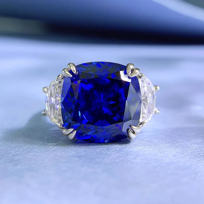 

2023 New S925 Silver 13 * 13mm Royal Blue Premium European and American Cross border INS Style Ring Ring