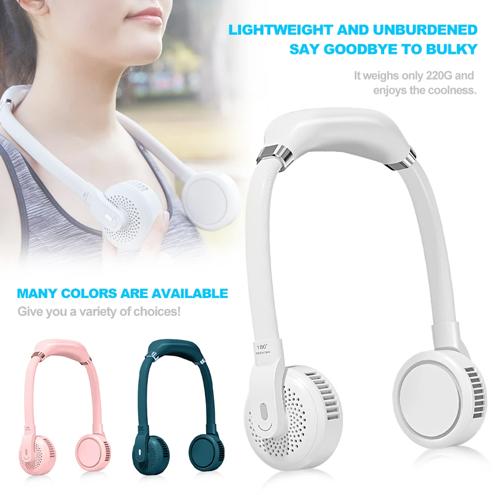 

Mini Neck Fan USB Rechargeable Travel Cooling Fan Portable Air Cooler Neckband Small Sports 3-speed Adjustable Handheld Air Fan