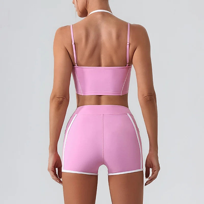 SVEIC Короткий Комплект с бюстгальтером для йоги контрастных цветов спортивная