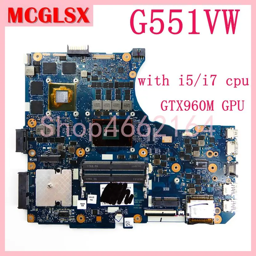 

G551VW with i5/i7 CPU GTX960M Notebook Mainboard For ASUS N551 G551 N551V G551V N551VW G551VW FX551V FX51VW Laptop Motherboard