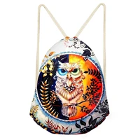 cool cartoon owl print drawstring bag%c2%a0lightweight women fitness rucksack personalized customized kids clothes backpacks outdoor