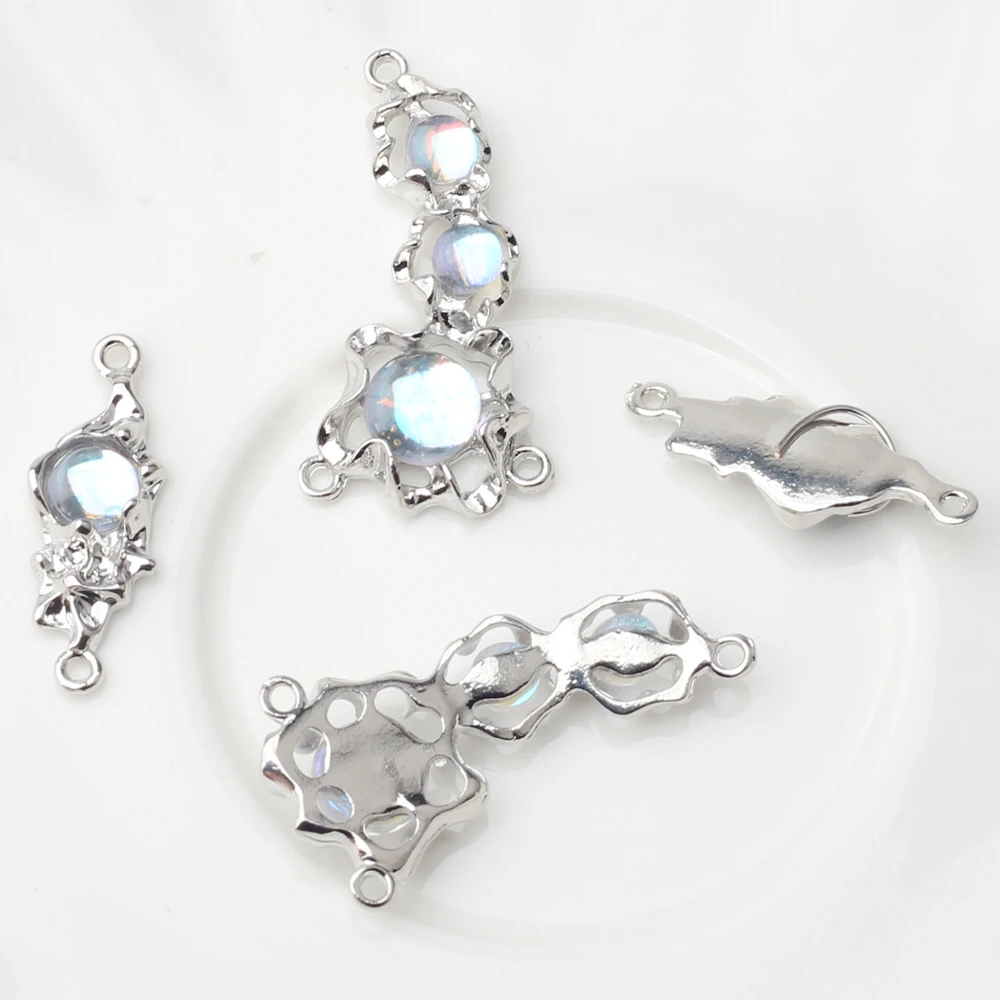 

6pcs/lot Zinc Alloy Charms Hand-set Zircon Connector Charms For DIY Fashion Jewelry Making Accessories