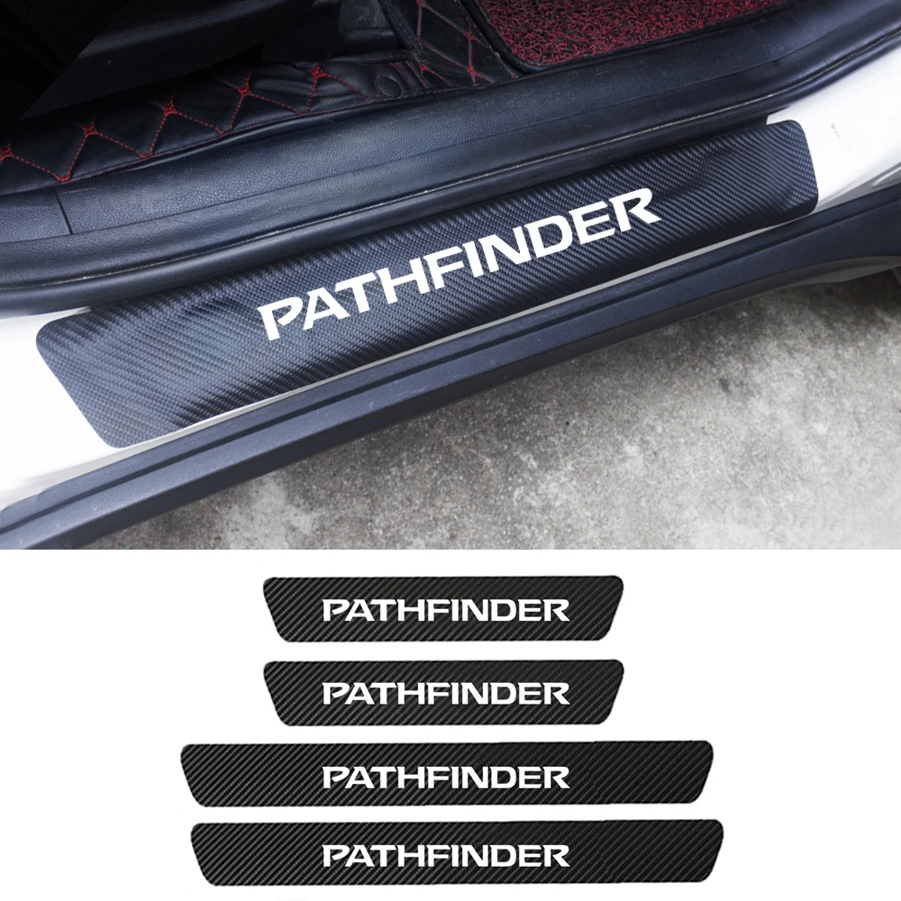 Protector de umbral de puerta de coche, pegatinas de cubierta de Pedal de placa de desgaste para Nissan Pathfinder R50 R51 R52, accesorios, 4 piezas