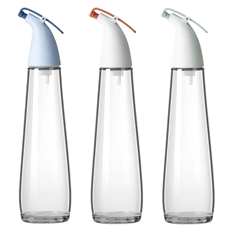 

3 Pcs Glass Transparent Seasoning Bottle Sealed Silicone Oil-Proof Vinegar Pot Vinegar Bottle Soy Sauce Bottle