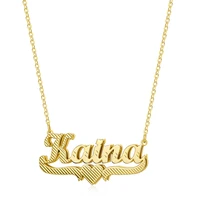nokmit gold double layer stainless steel custom nameplate necklace 3d personalized name necklace customized name necklaces women