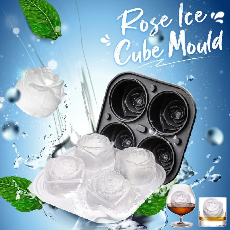 

Hard To Melt Oversized Rose Ice Cube Mold 4 Cells Big Silicone Ice Cube Maker Easy Release Rose Shaped Ice Cube Trays Molds