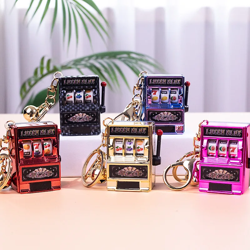 

1pc Lucky Jackpot Mini Fruit Slot Machine Fun Birthday Keychain Gift Kids Educational Toy Coin Operated Games Gambling Machine