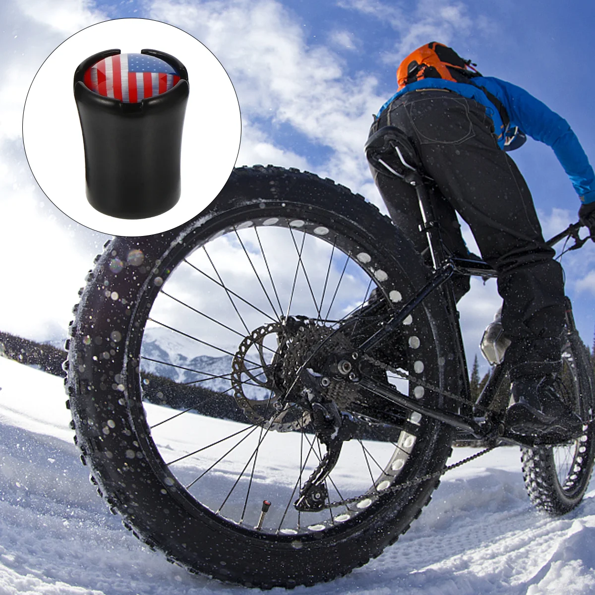 

4pcs American USA Flag Tire Stem Caps Black Universal Air Dust Covers Car Valve Bicycle parts