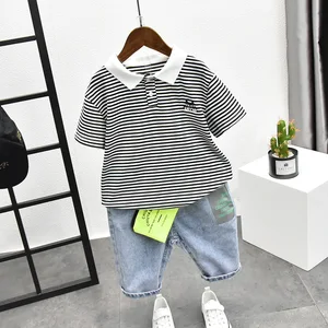 New Arrival Toddler Boy Clothes Set cotton Short Sleeve Stripe POLO Shirts + Shorts 2pcs Boys Sets Outfits Bebes Suits for 2-7Y