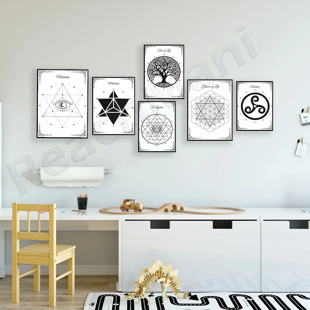 Принты сакральной геометрии — Меркаба Шри Яантра Трискелион Куб Метатрона Древо