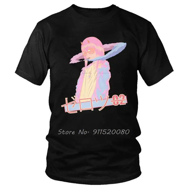 

Zero Two Darling In The Franxx Tshirts Men Fashion Tees Top Cotton T Shirt T-shirts Gift Streetwear Harajuku