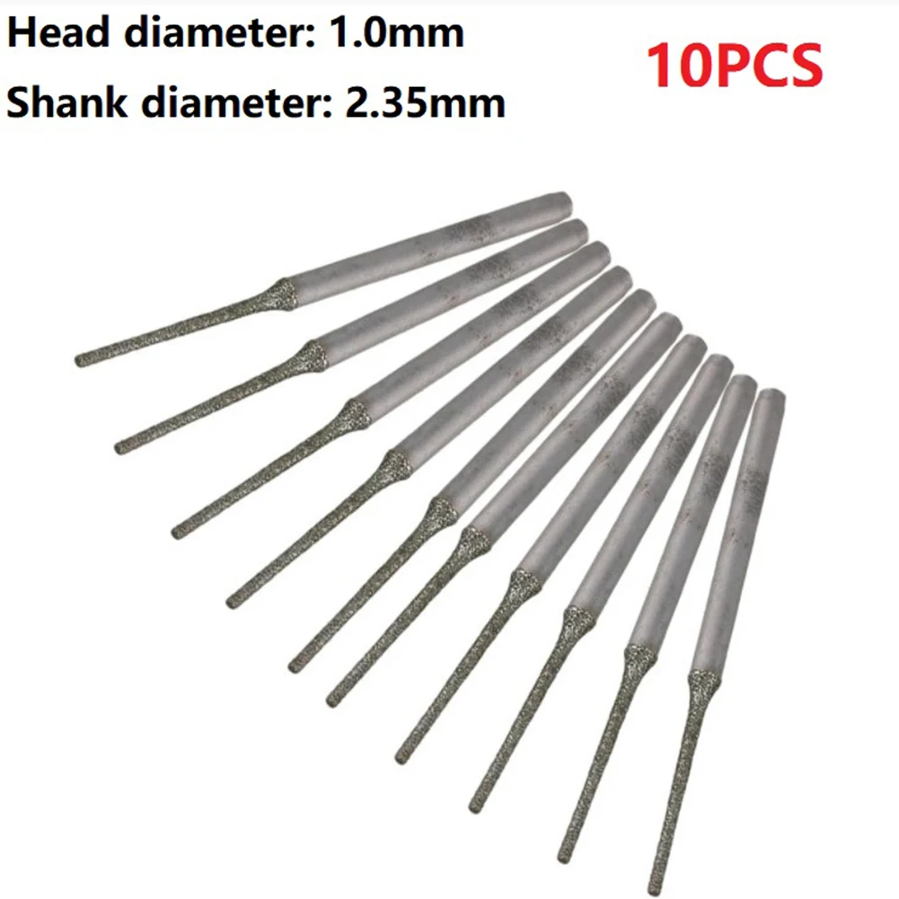 

10 Pcs Electroplated Diamond Coated Hole Saw Drill Solid Bits Jewelry Tools Stone Ceramic Marble Granite 2.35mm Shank