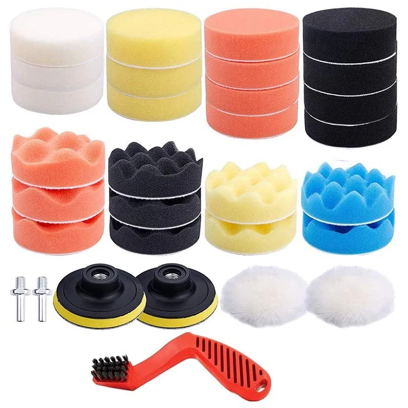 

32 Pcs Car Polishing Pads Kit, Car Foam Compound Drill Buffing Sponge Washing Pads Polishing Waxing