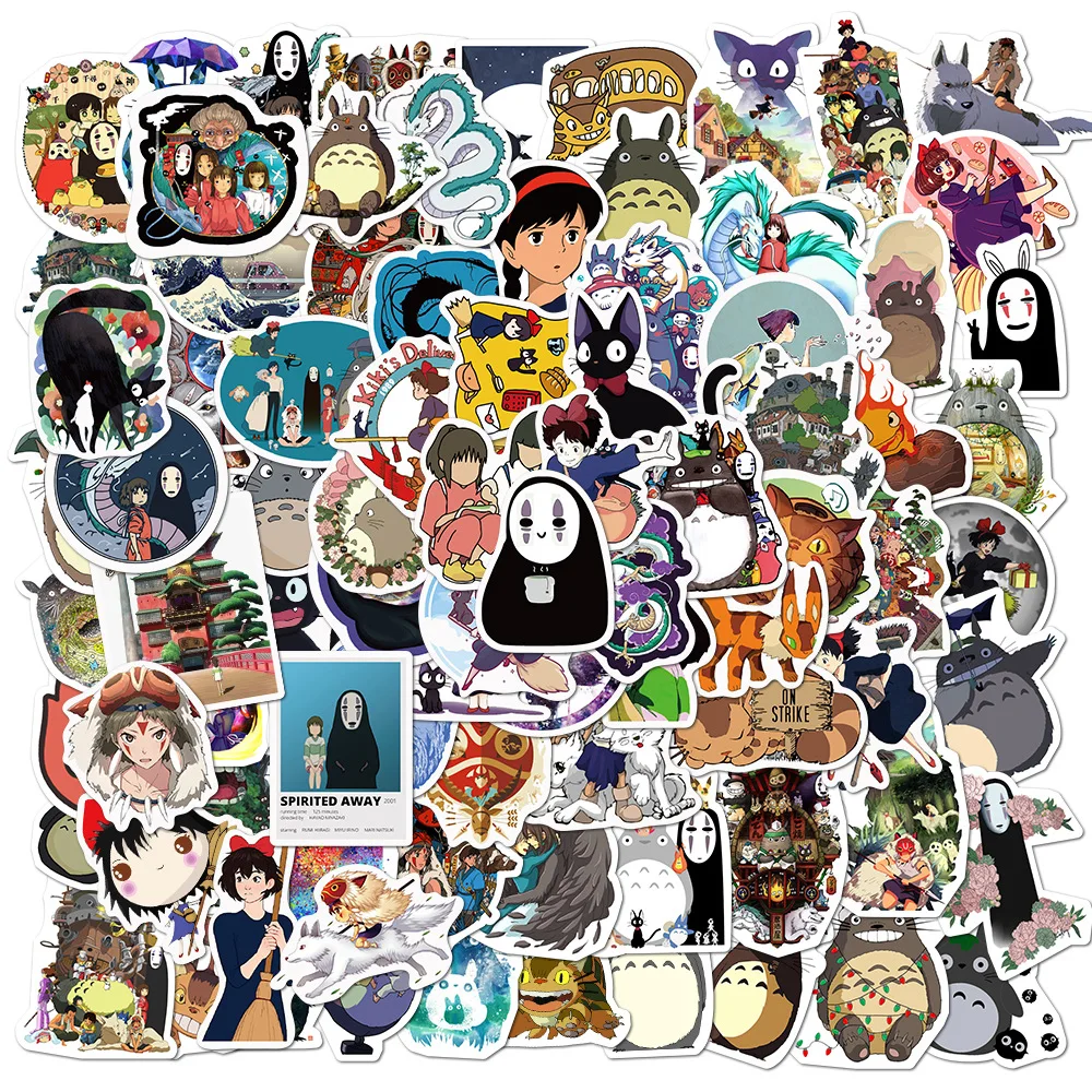 

10/30/50/100Pcs Japanese Anime Stickers Ghibli Hayao Miyazaki Totoro Spirited Away Princess Mononoke KiKi Stationery Sticker