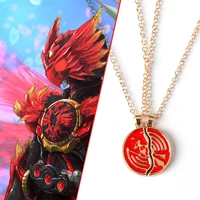 2pcs anime kamen rider ooo pendant necklace couple jewelry accessories ankhs broken taka core medal necklaces for women men