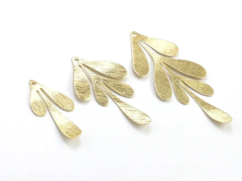 Подвески для сережек с текстурой листьев, латунные листья, 35x17 мм, подвеска для ожерелья, изготовление ювелирных изделий R193