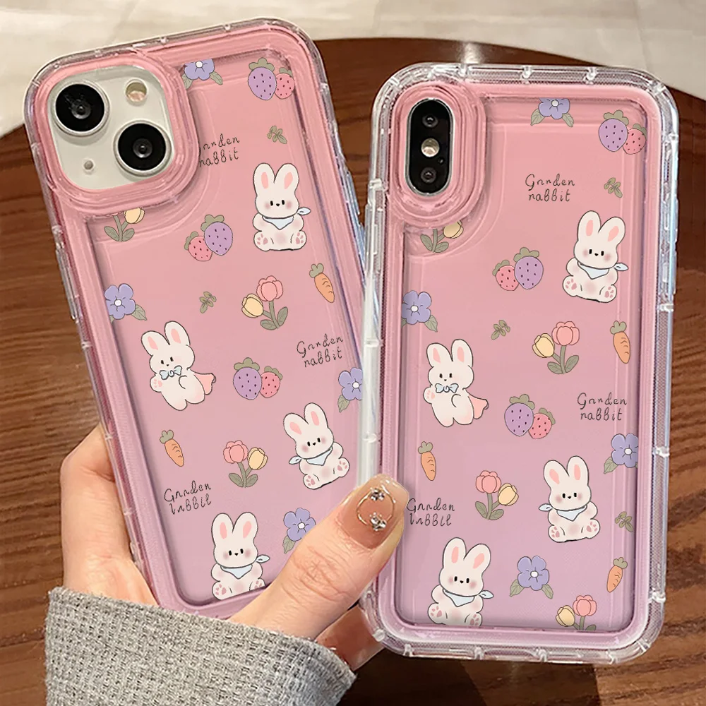 

Cute Tulip Rabbit Case for IPhone 14 13 12 Mini 11 Pro Max Transparent Soft TPU Cover for IPhone 7 8 Plus X XS Max XR SE2022