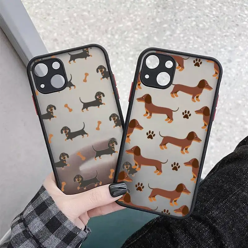 

Dachshund Silhouette Dog cute animal Phone Case matte transparent For iphone 11 12 13 7 8 plus mini x xs xr pro max cover