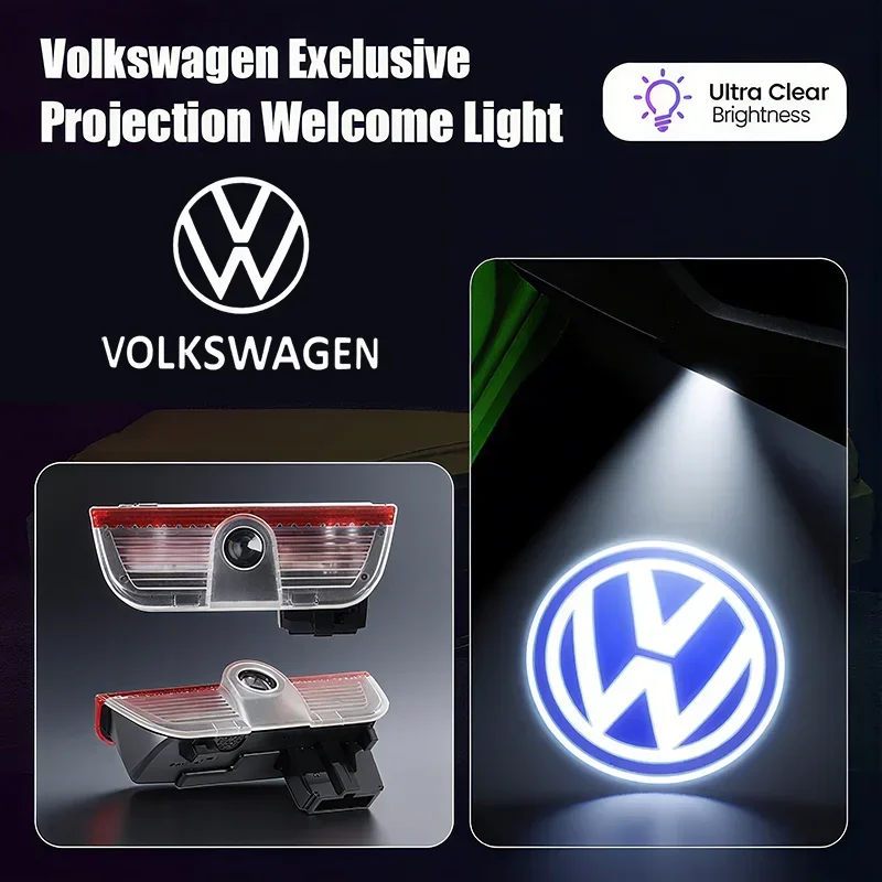 Фото 2 шт. для VW Passat B6 B7 B8 B9 Touareg Golf 5 6 7 GTI R Jetta MK6 MK7: Светодиодные проекторы-подсветки в двери автомобиля (эффект «Ghost Shadow»), аксессуары №1