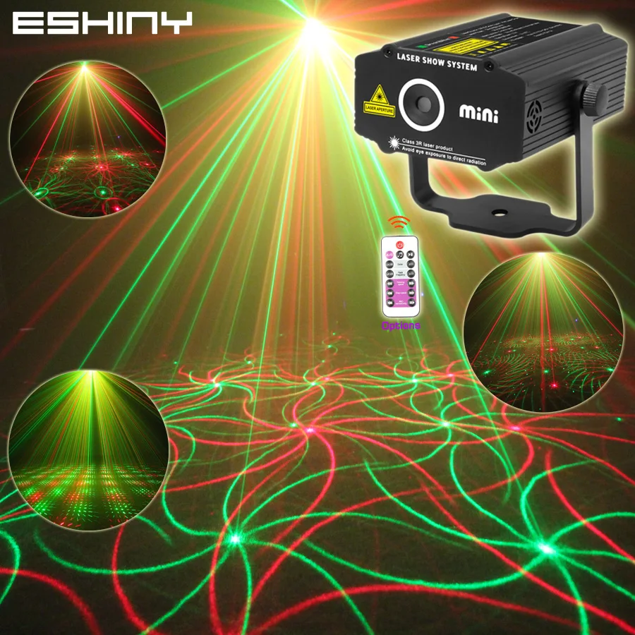ESHINY – Mini projecteur Laser tourbillon P14  4 en 1  effet de modèle en R&G audio étoile  scène