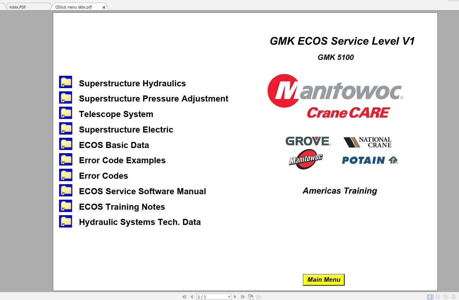 DVD-просмотр Grove Manitowoc Crane Care Full ECOS V1 V2 V4
