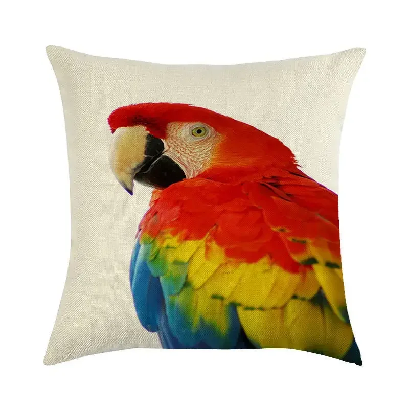 

Funny Parrot Pattern Pillowcase Birds Printed Cushion Cover Home Decorations Throw Pillow Cover for Sofa Bird Linen Pillowcases