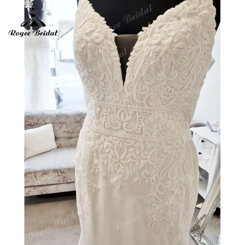 Женское облегающее платье с юбкой годе кружевное в стиле бохо V-образным вырезом