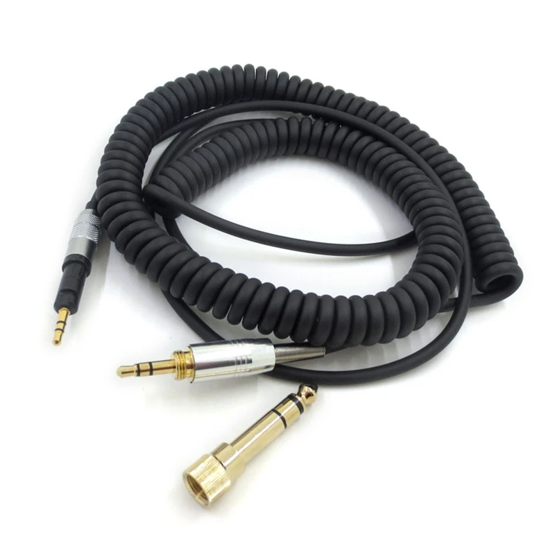 

Headphone Cable Spring Coiled Aux Cord Line with 6.35mm(1/4") Adapter for ATH-M40X M50X M70X Drop Shipping