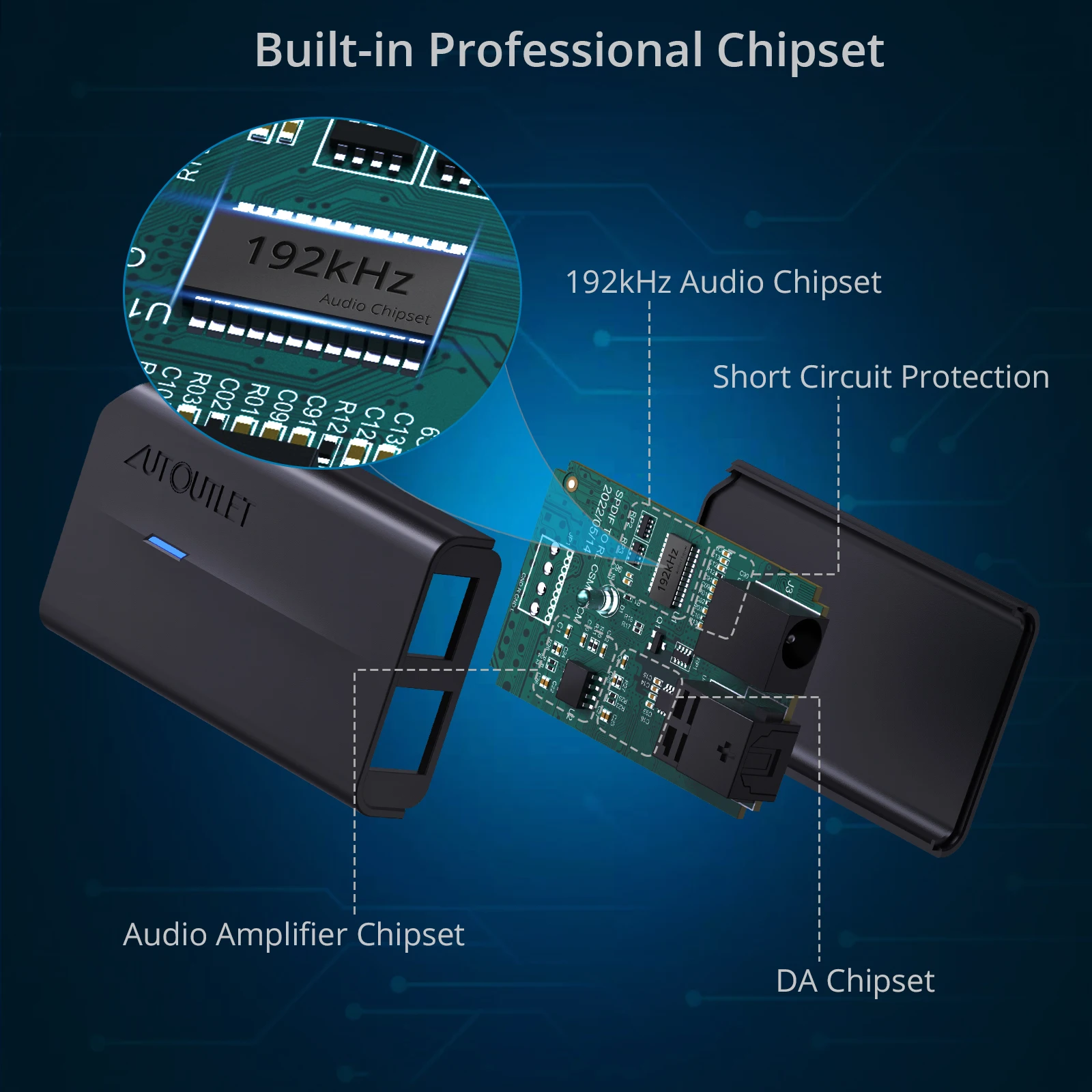 Конвертер AUTOUTLET 192 кГц 24 бит DAC оптический SPDIF Toslink в RCA аналоговый аудио адаптер